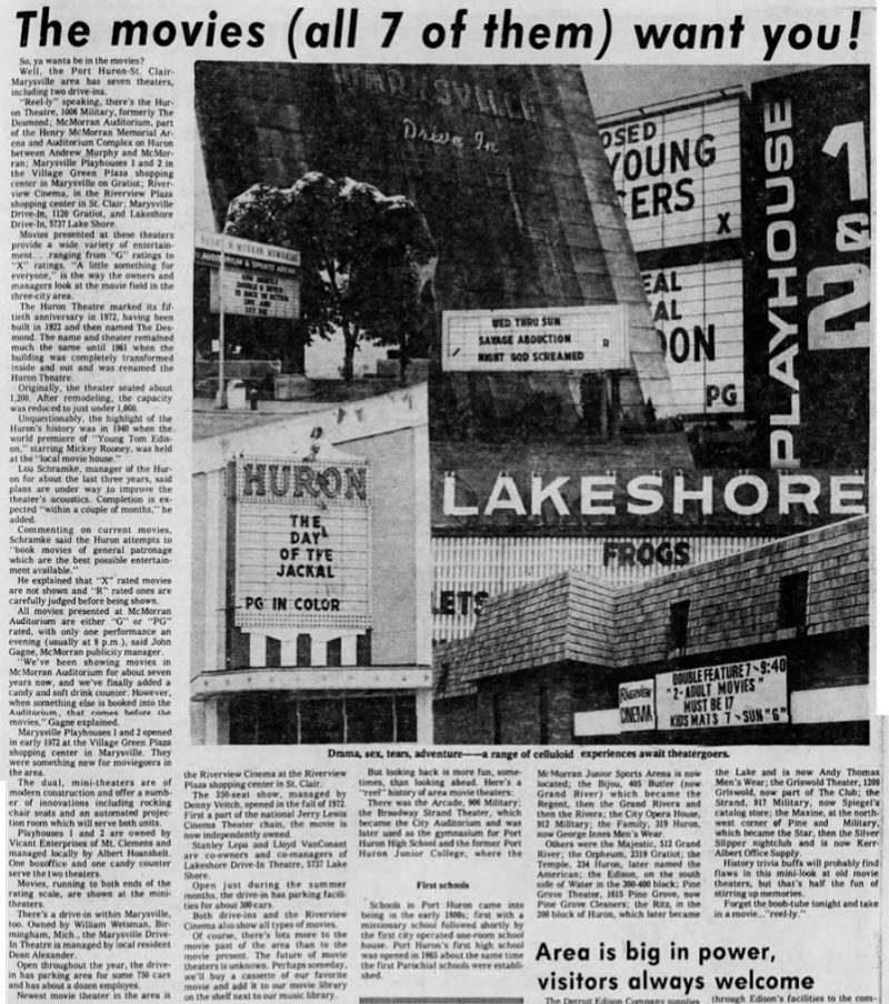 Lakeshore Drive-In Theatre - Oct 21 1973 Article (newer photo)